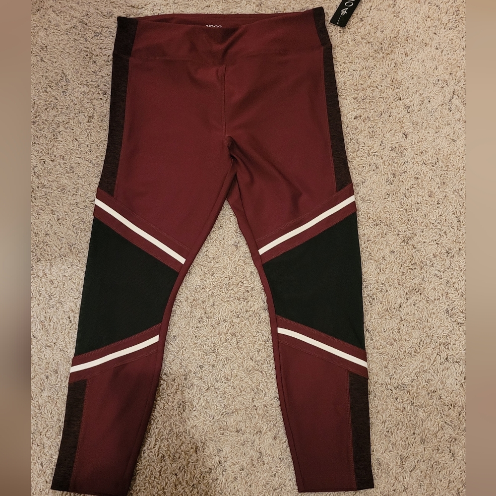 VOGO Athletica Burgundy and Black Leggings